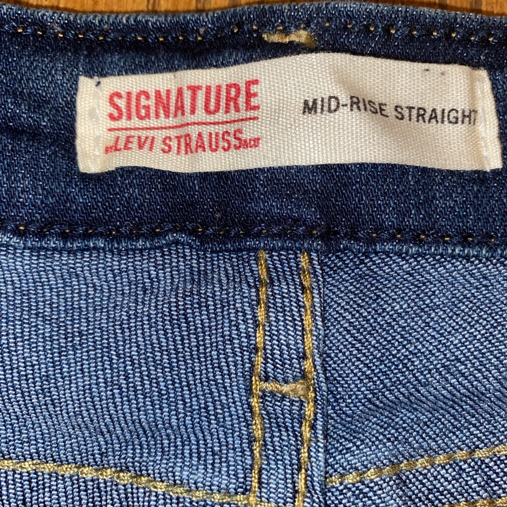 Signature by Levi Strauss Dark Blue, Mid-Rise Straight Leg Jeans, Sz 18 - Picture 5 of 7